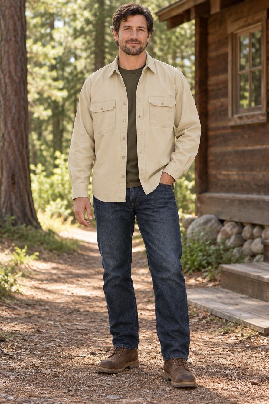 Woolrich Men’s XL Tan 100% Cotton Canvas Outdoor Utility Shirt Overshirt